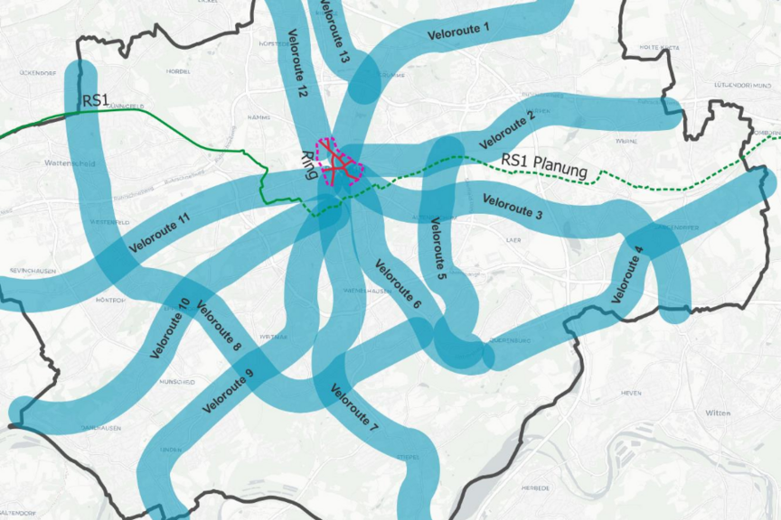 Korridore der Velorouten, Radverkehrskonzept Stadt Bochum Korridore der Velorouten, Radverkehrskonzept Stadt Bochum