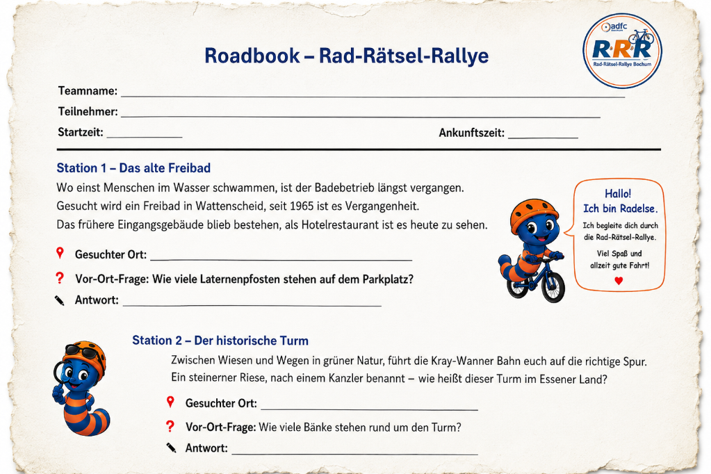 Roadbook mit Rad-Else