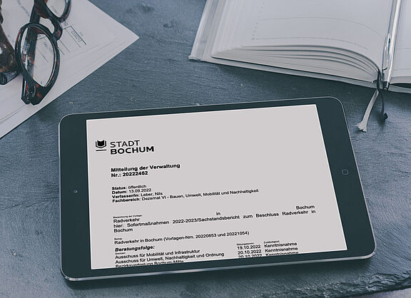 Vorlage der Verwaltung auf einem iPad