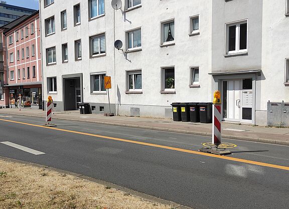 PopUp-Bikelane an der Wittener Straße - vor dem Abbruch des Verkehrsversuches